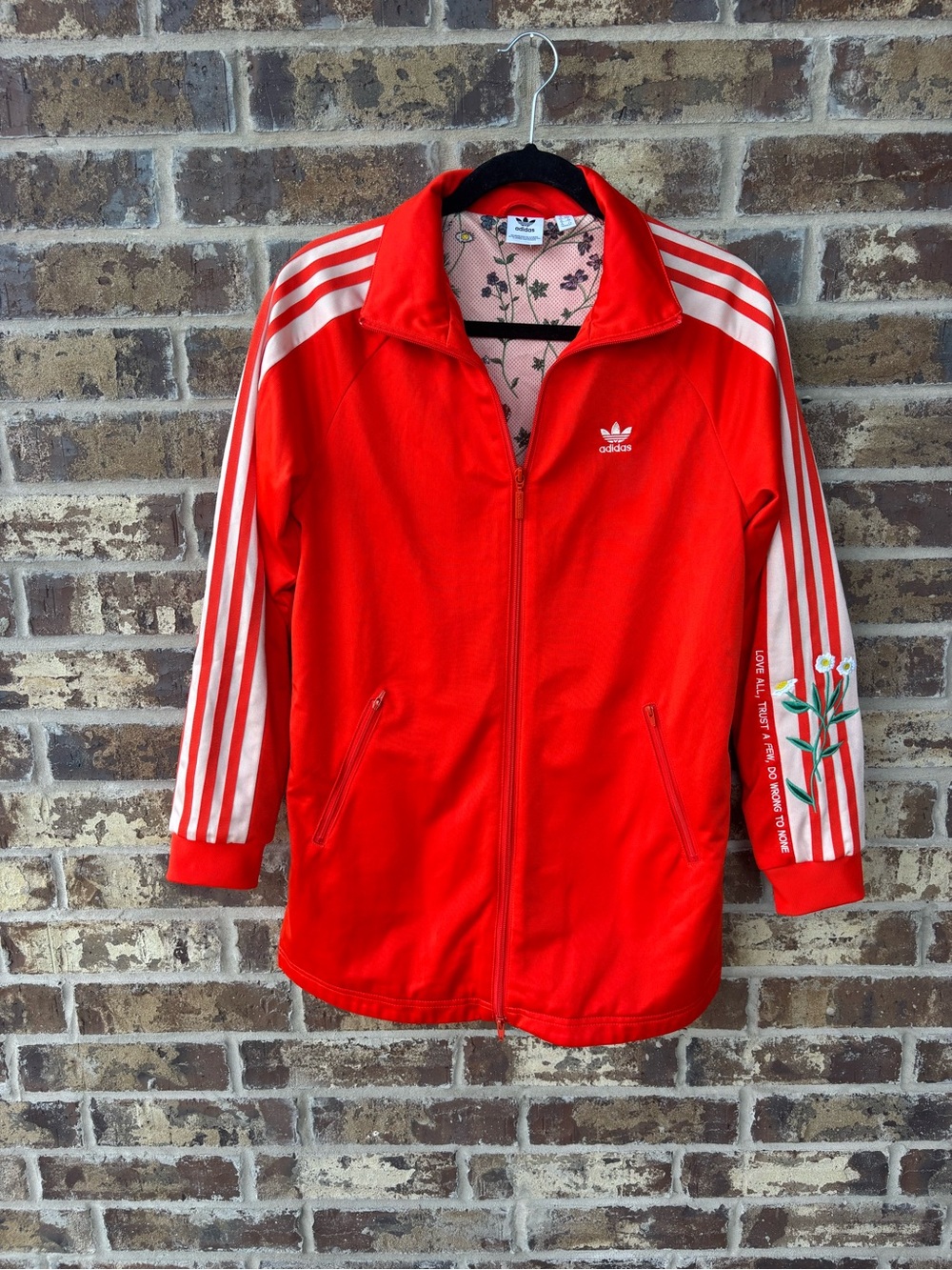 Adidas Orange Floral Lined Track Jacket | Love-Set collection